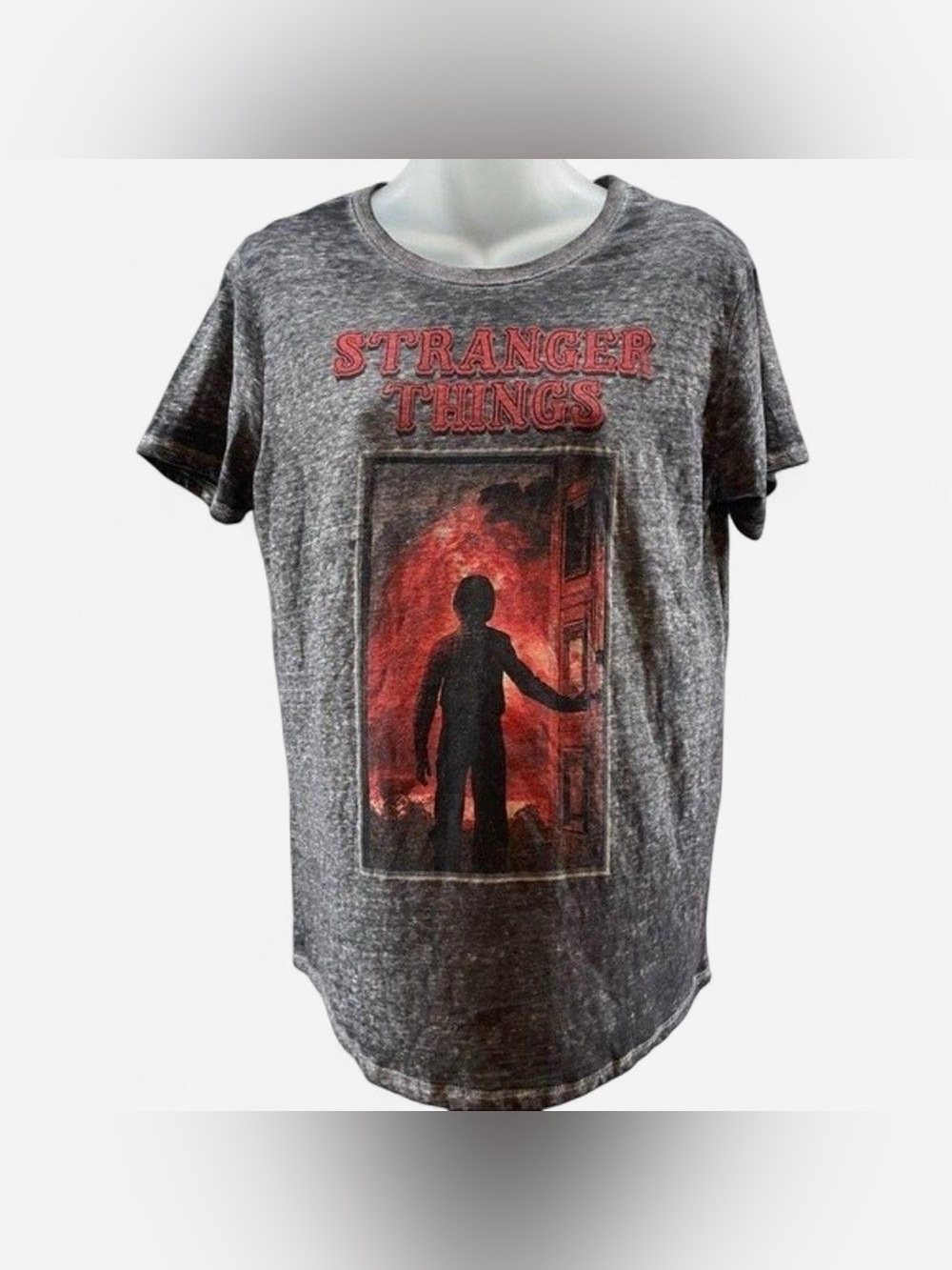 Stranger Things Netflix Official Graphic T Shirt Women’s Large Distressed Gray